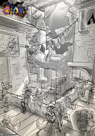 Train industry city full of citizens